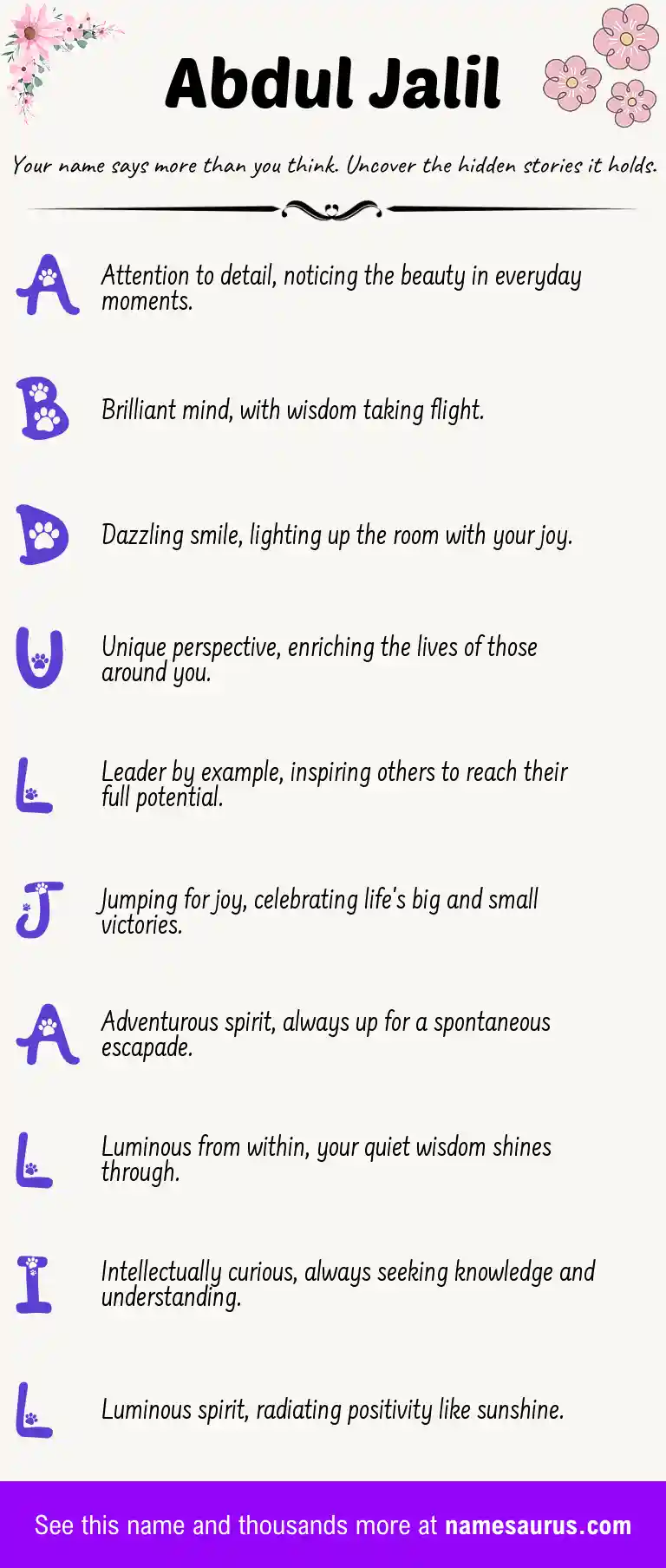 Acrostic poem about Abdul Jalil.